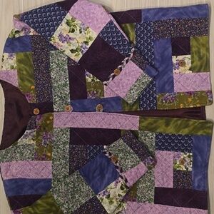 Large? Purple Green Handmade Quilted Patchwork Jacket